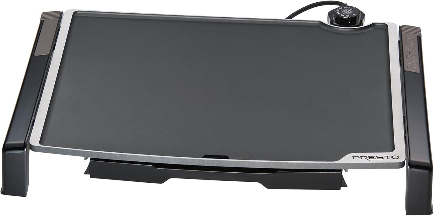 Presto 07023, Cool-touch electric Griddle/Warmer Plus & 19' X 15' 07073 Electric Tilt-N-fold Griddle, 19', Black