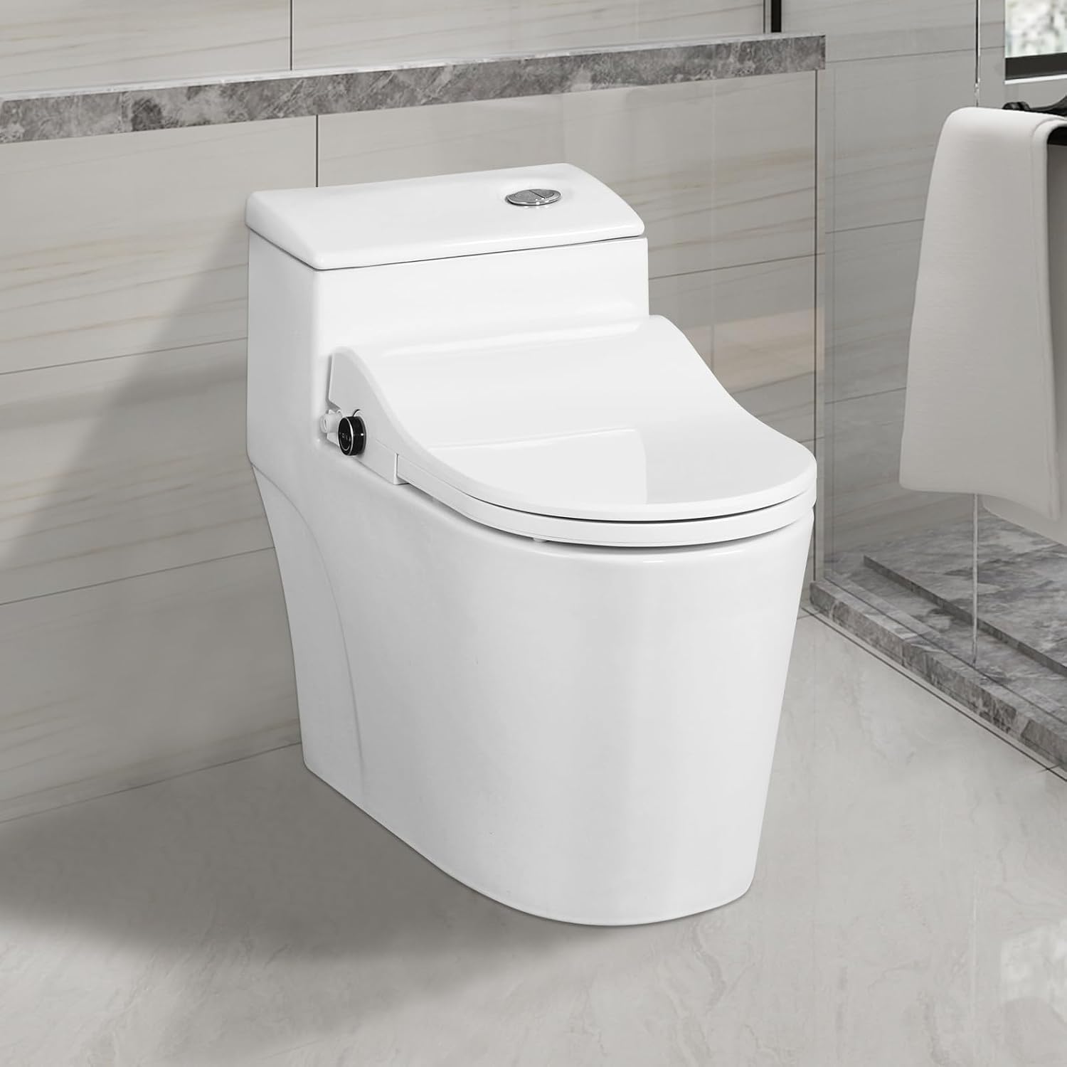 Electric Bidet Toilet Seat Round,24V Low-Voltage Heated Seat Instant Warm Water Wash & Warm Air Dryer,Self-Cleaning Nozzle,Remote Control,Soft Close Lid,Smart Bidet for Standard Round Toilets