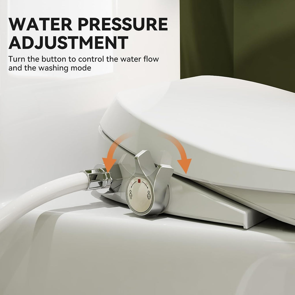 HOROW T0338W One Piece Toilet with Non-Electric Bidet Toilet Seat, Elongated ADA Chair Height Toilets with Adjustable Nozzles Seat, Powerful Dual Flush & Soft Closing Seat Include, White