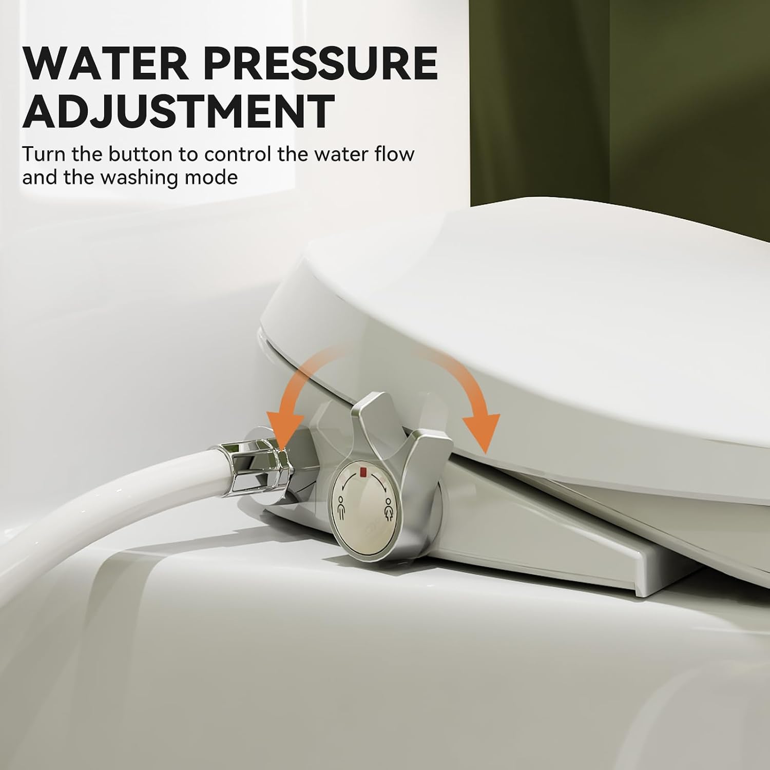 HOROW T0338W One Piece Toilet with Non-Electric Bidet Toilet Seat, Elongated ADA Chair Height Toilets with Adjustable Nozzles Seat, Powerful Dual Flush & Soft Closing Seat Include, White