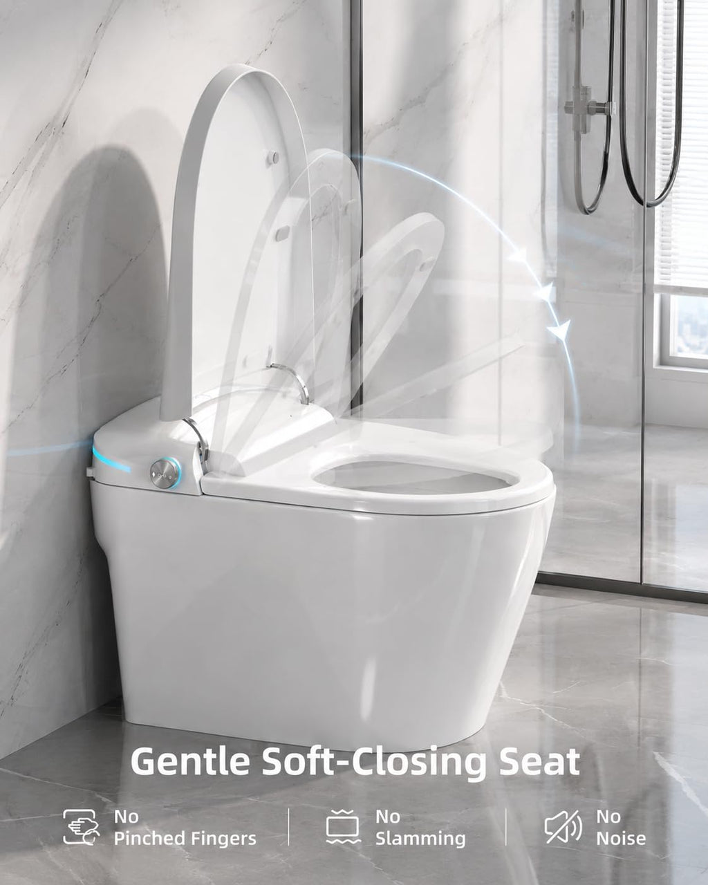Smart Toilet with Bidet Built In, One Piece Toilet with Auto Open & Close Lid and Dual Flush, Heated Seat, Remote Control, Modern Electric Toilet with Water Tank, Foam Shield, Warm Dryer, 1.28GPF