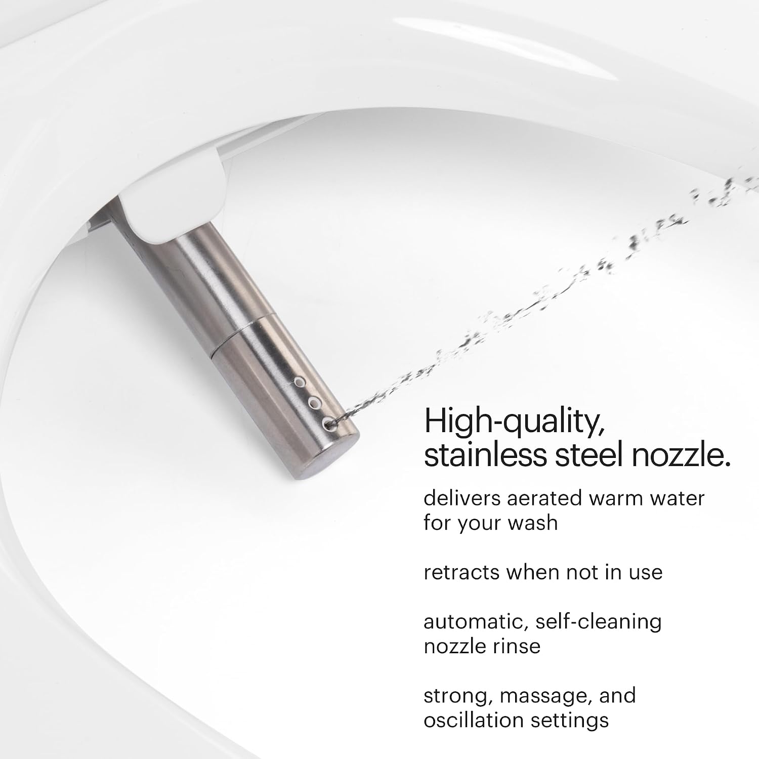 Brondell T44-RW Swash Thinline Electric Bidet Toilet Seat with Oscillating Stainless Steel Nozzle, T44-Thinline