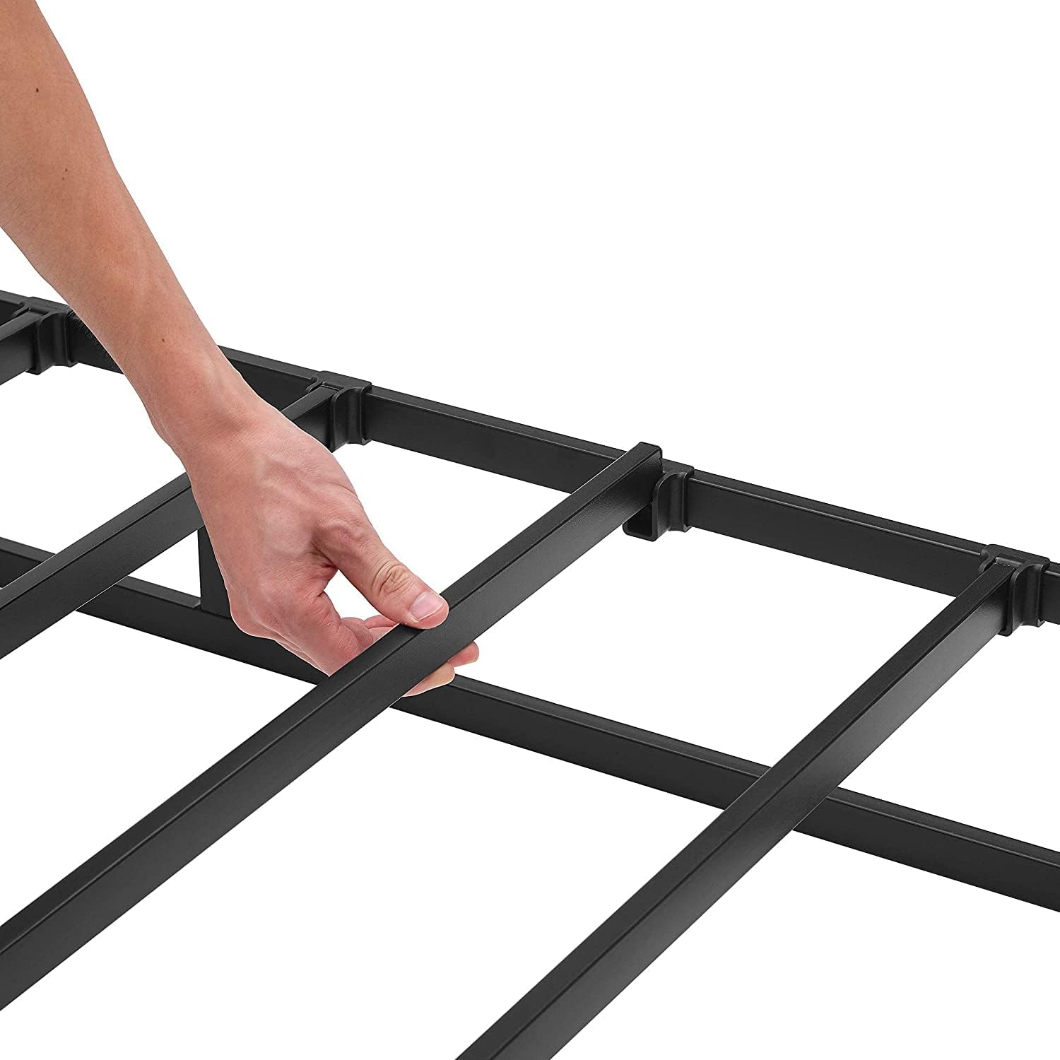 Amazon Basics Smart Box Spring Bed Base, 9-Inch Height Mattress Foundation, Tool-Free Easy Assembly, Metal Frame, Cal King, 83' x 71' x 9', White