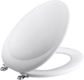 KOHLER K-4615 Revival Elongated Toilet Seat with Polished Chrome Hinges, Molded Wood, Designed for Revival Collection Toilets