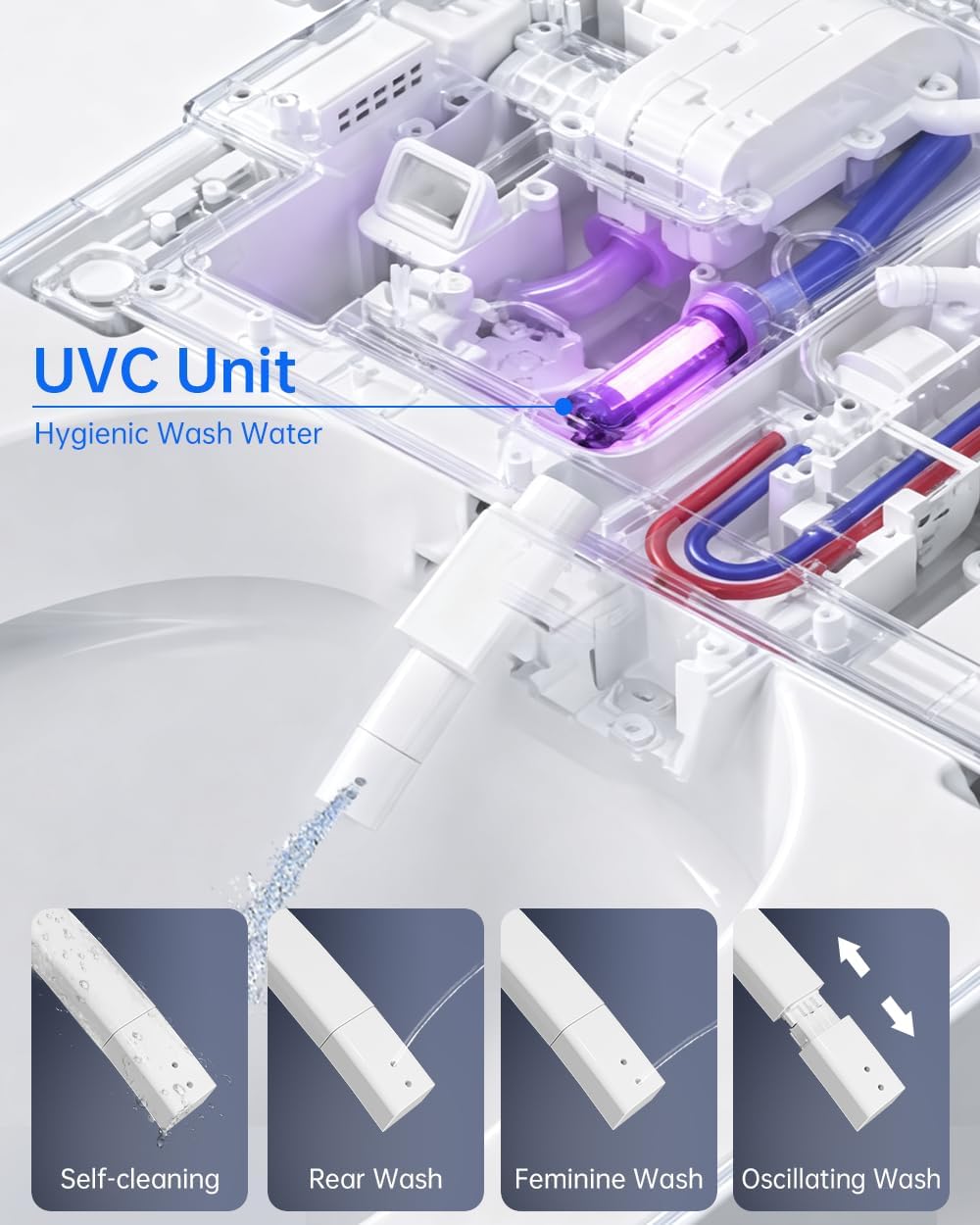 EPLO Smart Toilet Bidet with Auto Open Close,1000 Gram MaP Flush Score,Foam Dispenser, ADA Comfort Height, Moving Dryer,Auto Flush,Heated Seat,One Piece Elongated Toilet with Tank Built in U8MAX