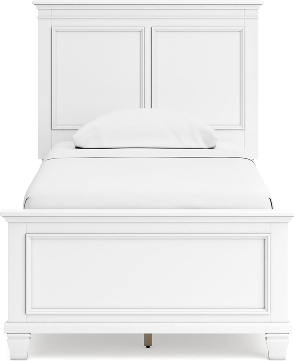 Signature Design by Ashley Fortman Transitional Twin Panel Bed with Tapered Feet, Foundation or Box Spring Needed, White
