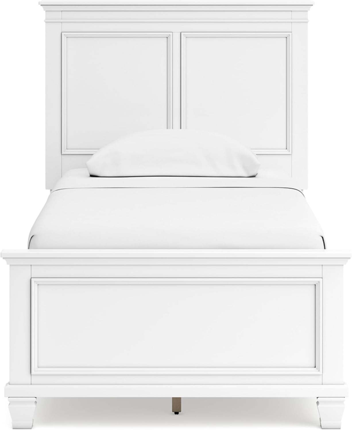Signature Design by Ashley Fortman Transitional Twin Panel Bed with Tapered Feet, Foundation or Box Spring Needed, White
