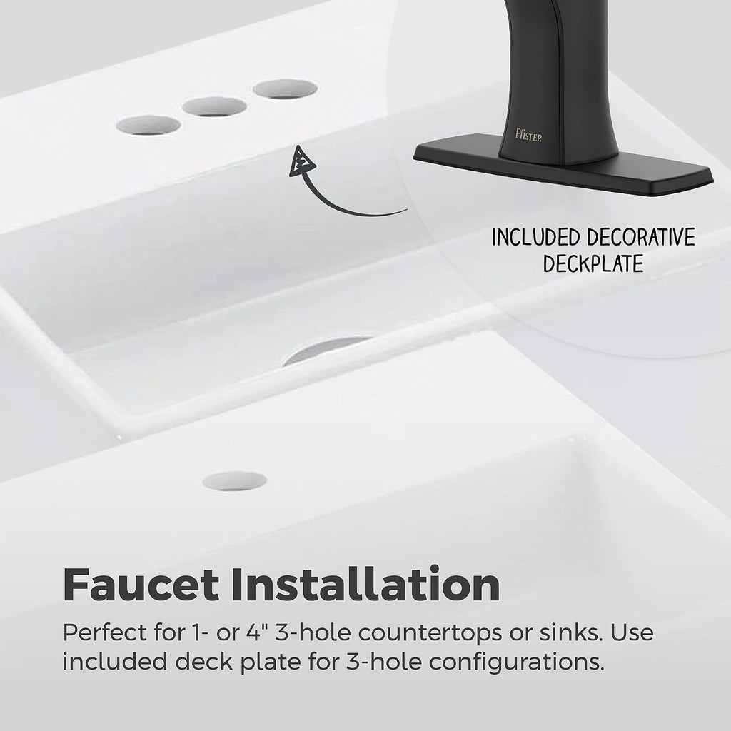Pfister Vaneri Single Handle Bathroom Sink Faucet 1-Hole Matte Black and Brushed Gold Finish NSF Certified Water-Efficient Push & Seal Drain TiteSeal Technology LF042VRIBBG