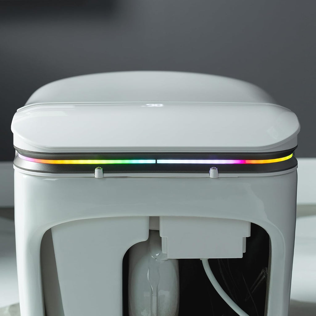 WOODBRIDGE ADA Height Smart Toilet – Auto Lid Open/Close, Foot Sensor, Zero Pressure System, Aromatherapy System, Self-Cleaning Nozzle, Multi-Function Washing & Warm Air Dry