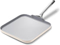 Caraway Square Griddle Pan - 11' Square Pan - Non-Stick Ceramic Coated - Non Toxic, PTFE & PFOA Free - Oven Safe & Compatible with All Stovetops - Cream