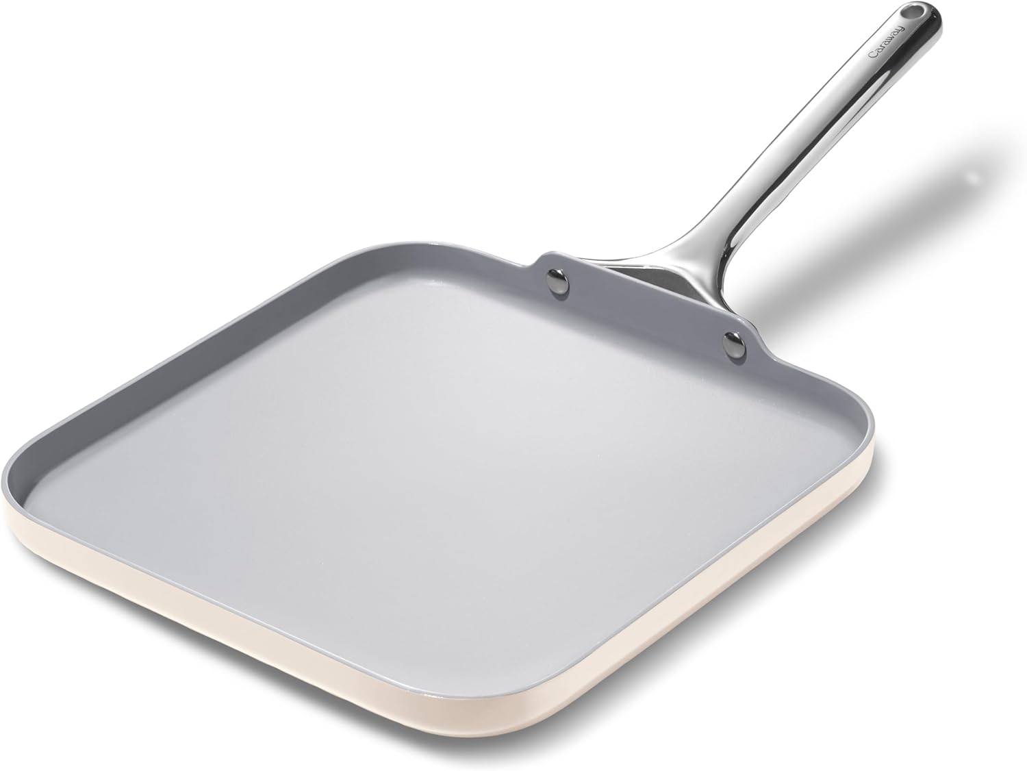 Caraway Square Griddle Pan - 11' Square Pan - Non-Stick Ceramic Coated - Non Toxic, PTFE & PFOA Free - Oven Safe & Compatible with All Stovetops - Cream