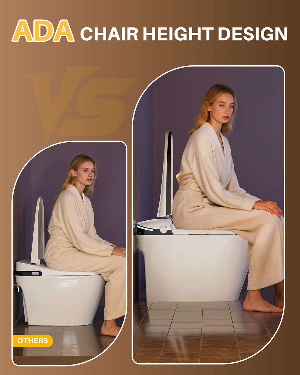 Winzo Smart Toilet with Bidet Built in,Heated Seat,Tankless Smart Toilet with Warm Water Sprayer & Dryer,Auto Soft Close,with Foot Sensor,LED Display, Gray