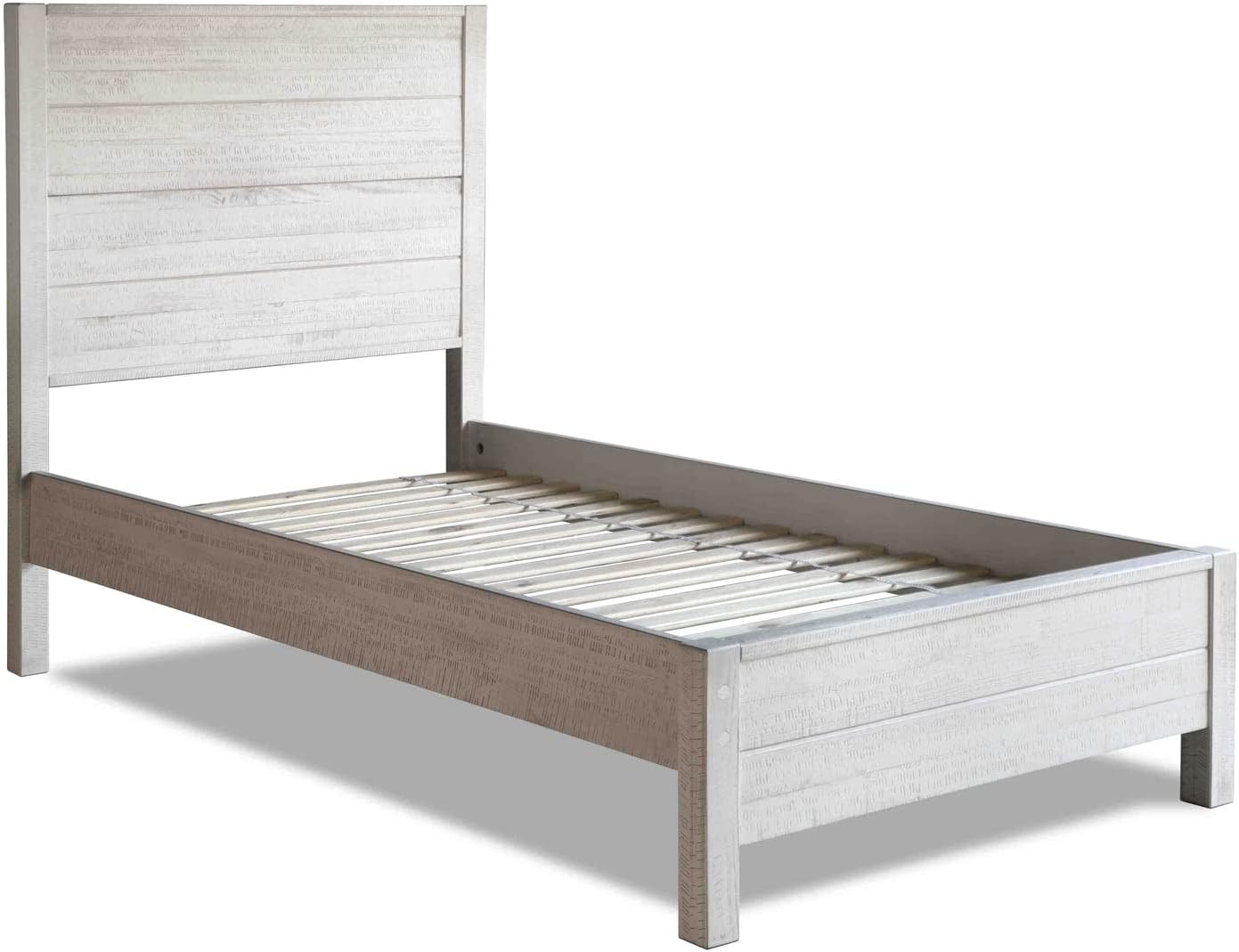 Grain Wood Furniture Montauk Solid Wood Bed, Twin Size, Rustic Off-White