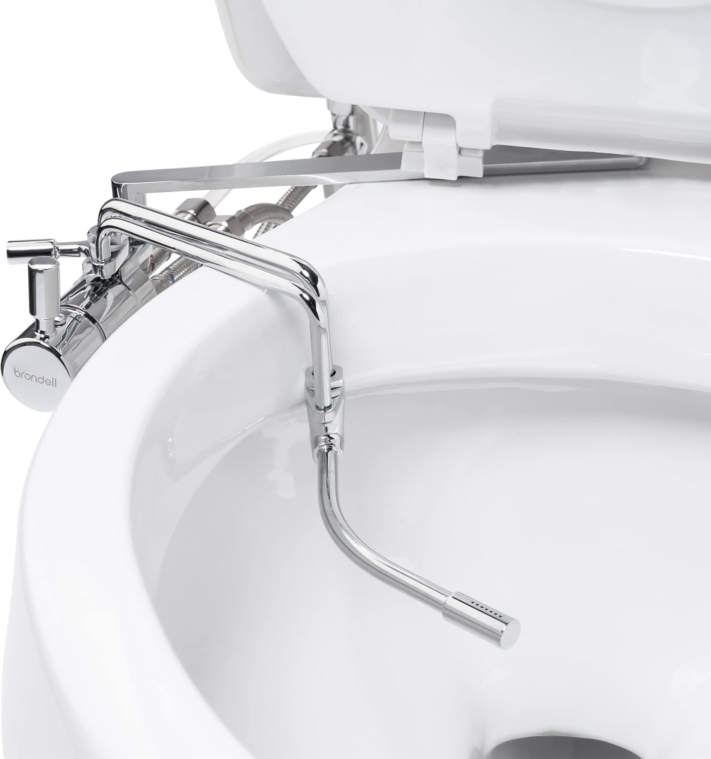 Brondell SMB-25 Side Mounted Manual Bidet Attachment for Toilet Seats with Adjustable Sprayer and Water Pressure, Thin Profile, Chrome (Dual Temperature), X-Large