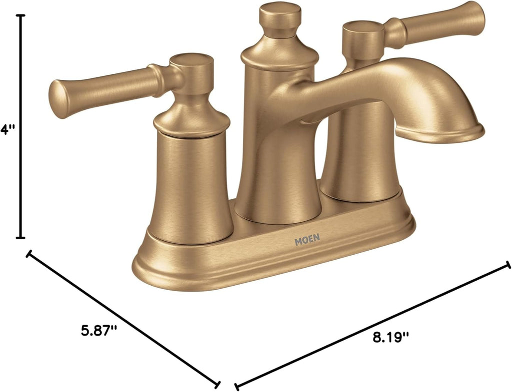 Moen Dartmoor Bronzed Gold Traditional Two Handle Centerset Bathroom Sink Faucet, 6802BZG