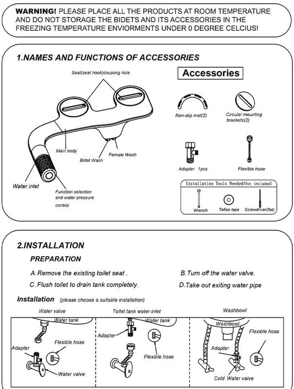 ABS Toilet Seat Bidet Smart Bottom Wash Non-electric Household Accessories