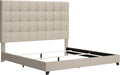 Signature Design by Ashley Dolante Modern Farmhouse Button-Tufted Upholstered Platform Bed, King, Beige