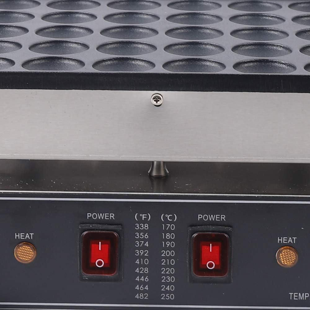 Waffle Ball Maker, 110V 1700W Commercial Bubble Shaped Waffle Ball Maker Electric Stainless Steel Rotatable Double-Head Heating Waffle Ball Making for Tea Shops, Snack Bars, Dessert Shops (50 Holes)