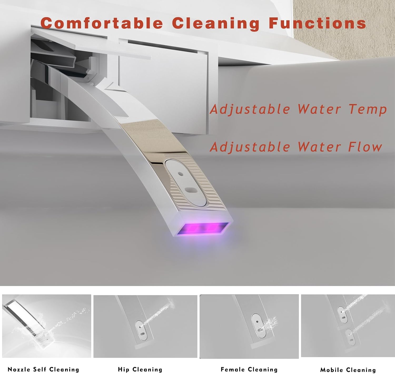 WinZo Luxury Smart Toilet, 1.28 Intelligent Bidet Toilet with Auto Flush, Heated Seat with Warm Water and Dryer, Modern Tankless Design with Remote Control, Night Light, White