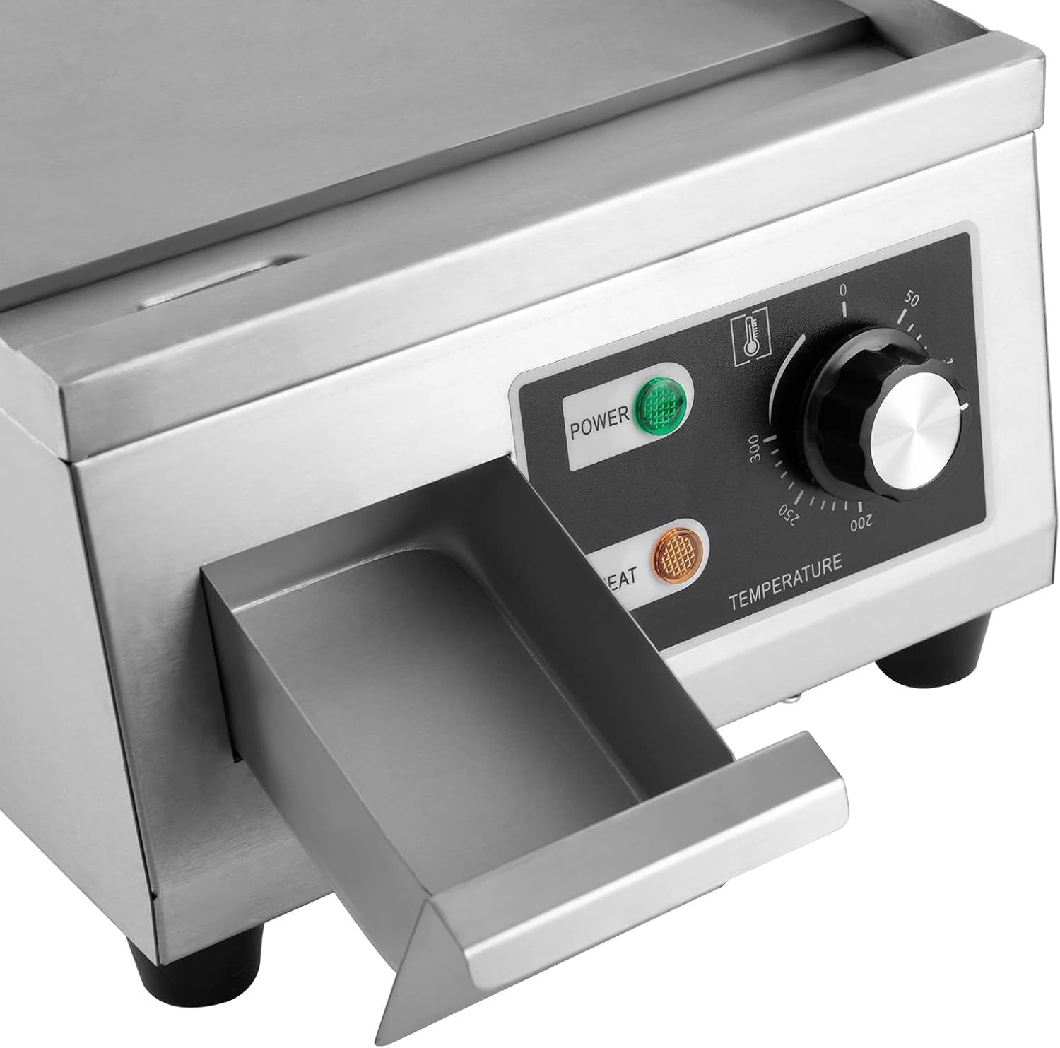 1300W Commercial Electric Griddle, 15in Countertop Grill with Non-Stick Flat Top, Adjustable Temperature Control 122°F-572°F, Stainless Steel Large Grill for Restaurant/Shop
