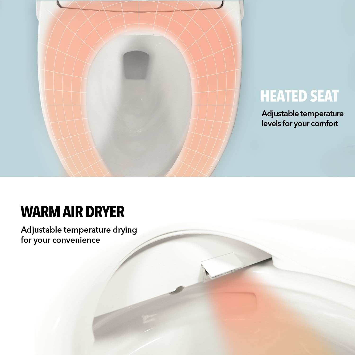 Barumi Bidet [BM-6000], Electric Bidet Toilet Seat, Heated Seat, Warm Water, Position Control, Eco-Mode, Self Cleaning, Remote Control, Night Light
