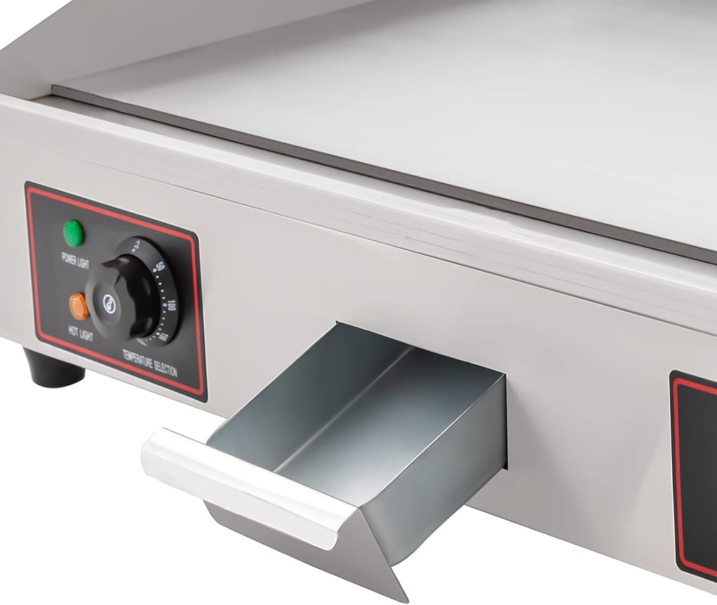 Electric Flat Top Grill Indoor & Outdoor 3000W Commercial Countertop Griddle 28.7'x15.7' Stainless Steel Flat Top Teppanyaki Grill with Dual Independent Thermostatic Control(NO PLUG)