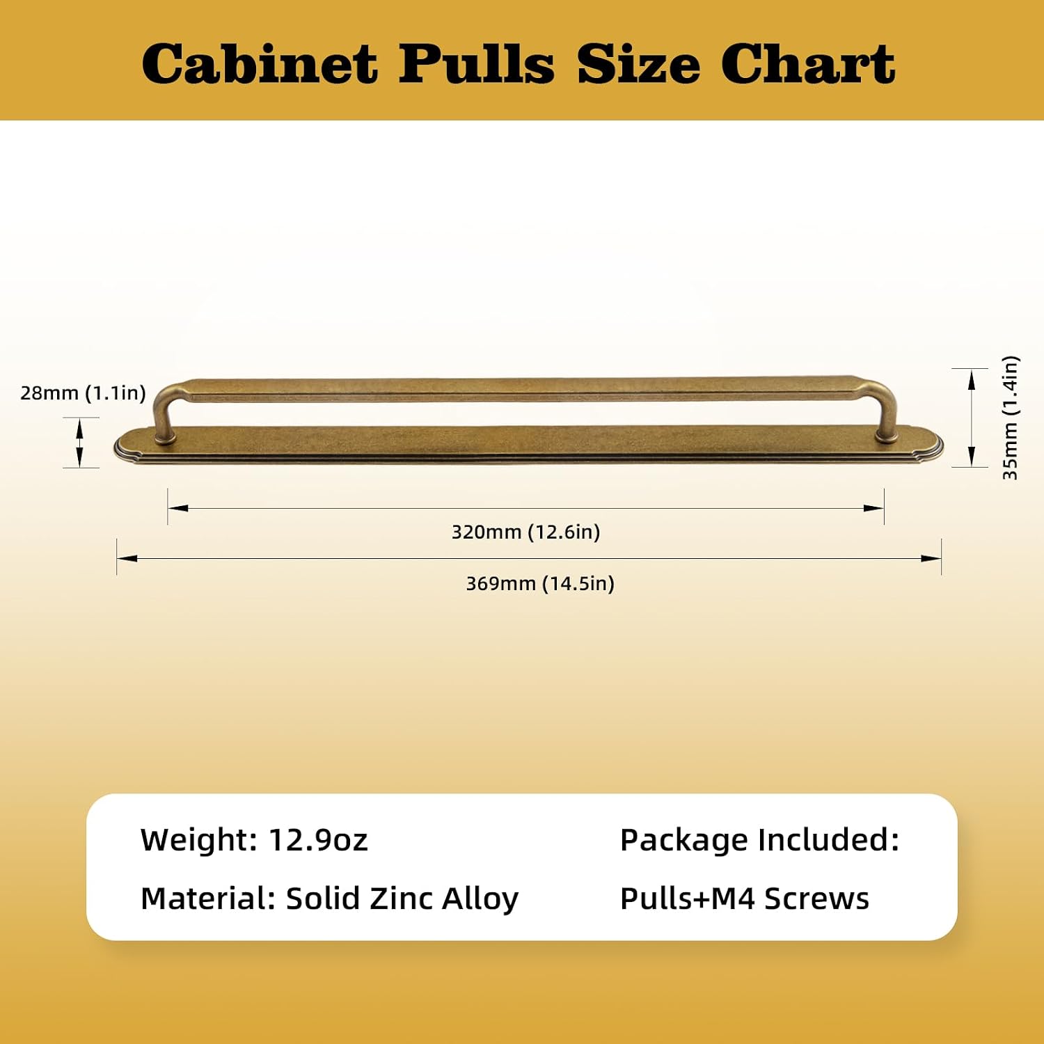 Goo-Ki 6 Pack Cabinet Pulls with Base Plate/Backplate Antique Brass,12-3/5 Inch Hole Center Retro Brass Vintage Zinc Alloy Kitchen Drawer Pulls Handles with Spacer
