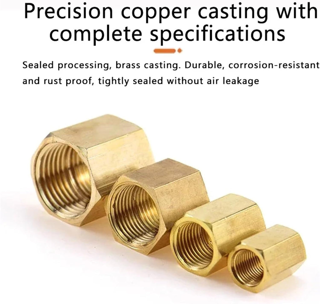 10/50Pcs Female Thread Brass Pipe Fittings Hex Nut Rod Connector 1/8 1/4 3/8 1/2 3/4 Inch Coupling For Water Fuel Gas(01-02,50 pcs)