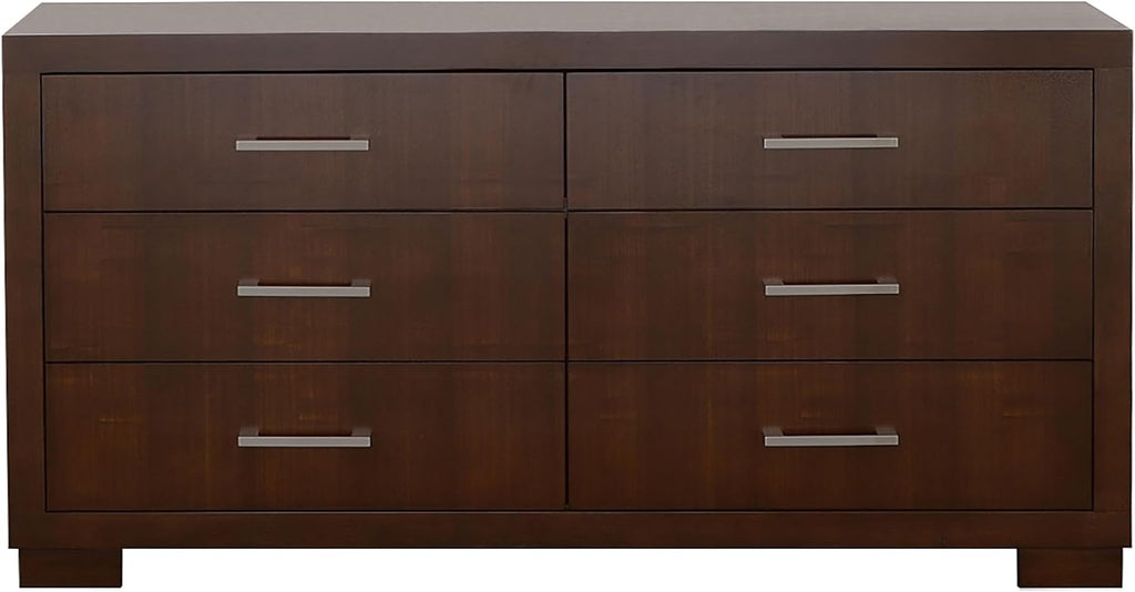 Coaster Home Furnishings Jessica Contemporary 4-Piece Bedroom Set Eastern King Size LED Panel Bed Frame 43-inch Headboard Cappuccino 200711KE-S4