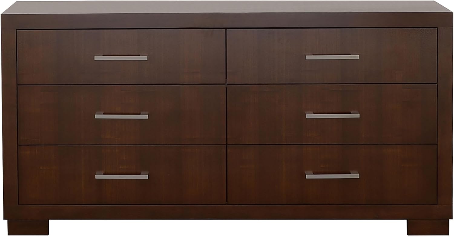 Coaster Home Furnishings Jessica Contemporary 4-Piece Bedroom Set Eastern King Size LED Panel Bed Frame 43-inch Headboard Cappuccino 200711KE-S4