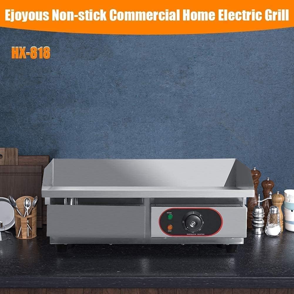 Large Electric Griddle Hot Cooking Plate, Commercial Stainless Steel Adjustable Countertop Hot Plate BBQ Grill, 220-240V 3KW Efficient Nonstick Electric Griddle for Home Barbecue Omelette Fried Food