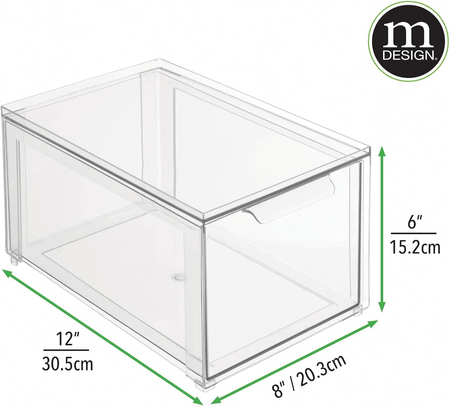 mDesign Plastic Stackable Bathroom Storage Organizer Bin with Pull Out Drawer for Cabinet, Vanity, Shelf, Cupboard, Cabinet, or Closet Organization - Lumiere Collection - 8 Pack - Clear