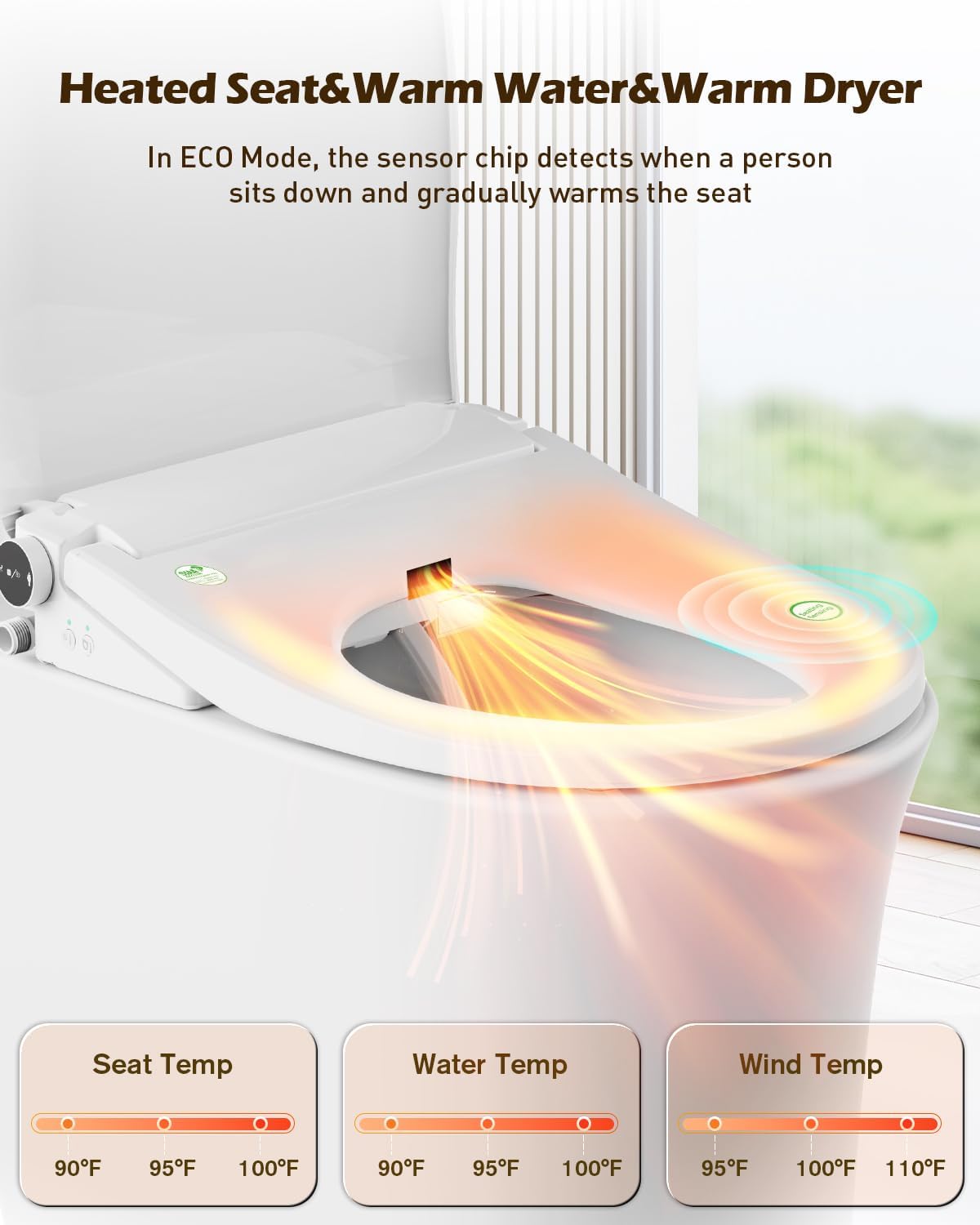 iliD Smart Max Bidet Toilet Seat, Electric Elongated Ecoseat with Four Cleaning Modes, Auto Open/Close, Wider Seat, Ultra Slim, Female Wash and Rear Wash