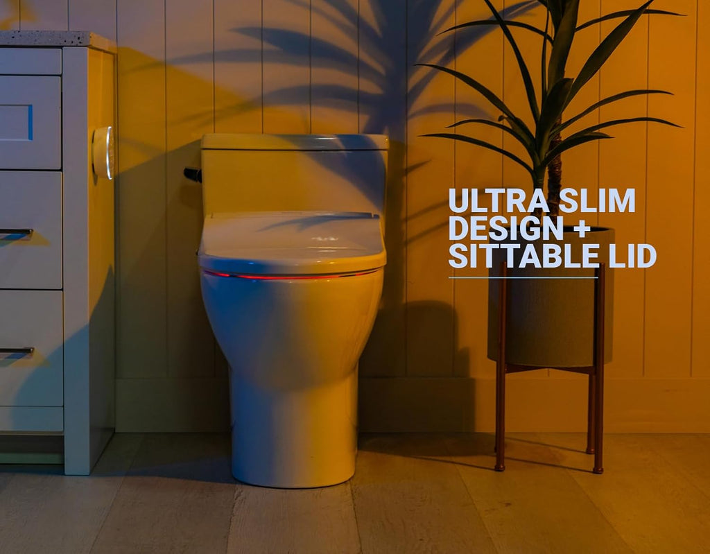 BidetKing Crown Round Bidet Toilet Seat, Endless Warm Water, Strong Spray, Backlit Remote, Multi-color LED, Ultra Slim, Stainless Steel Nozzle, Sittable Lid, 3 Year Warranty (Round)