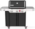 Weber Genesis E-335 Liquid Propane Gas Grill for Outdoor Cooking, 3 Burners and 1 Side Burner, Black – Porcelain-Enameled Cast-Iron Grates, PureBlu Burners & Sear Zone