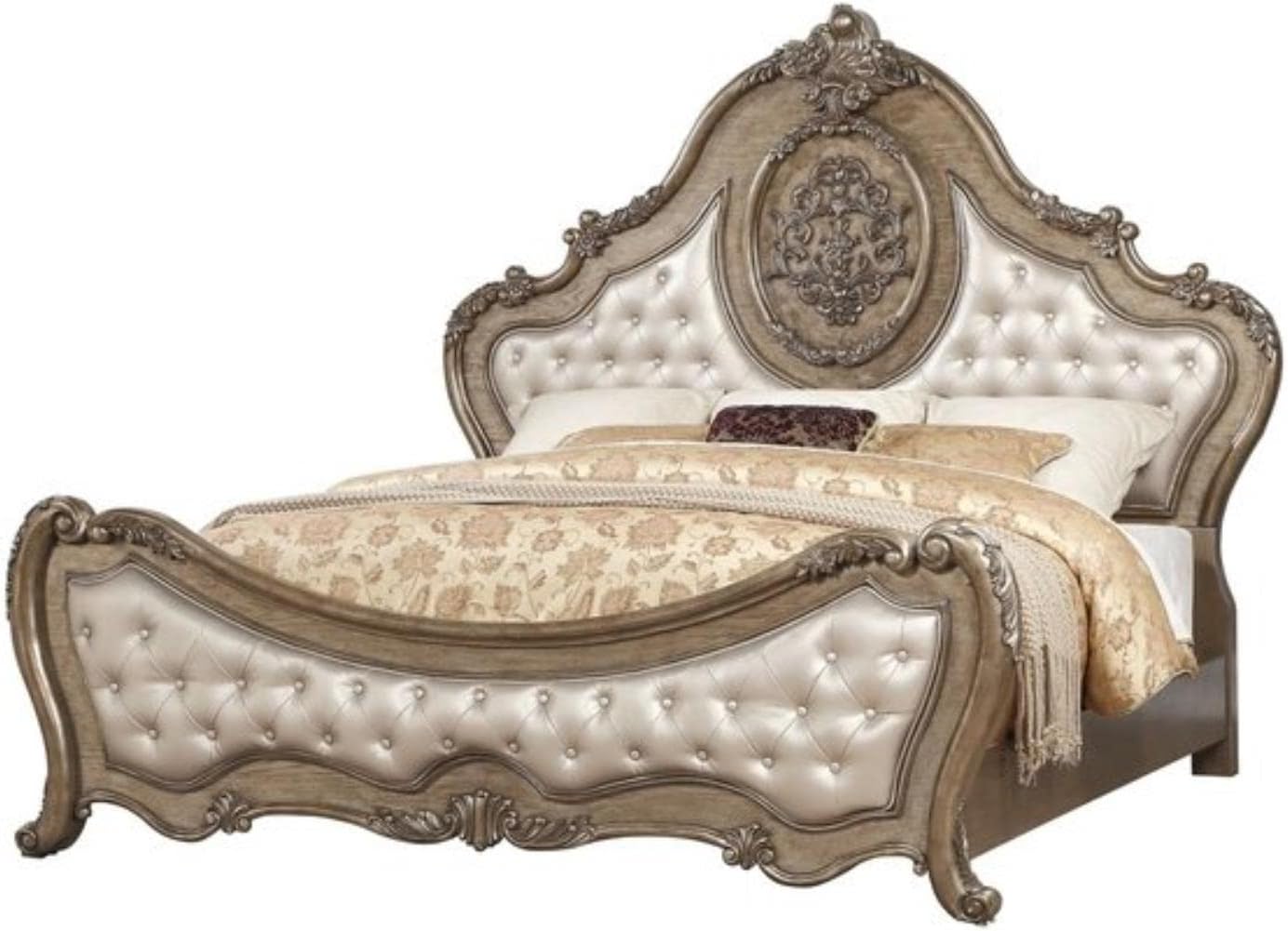 ACME Furniture King Bed, PU and Vintage Oak