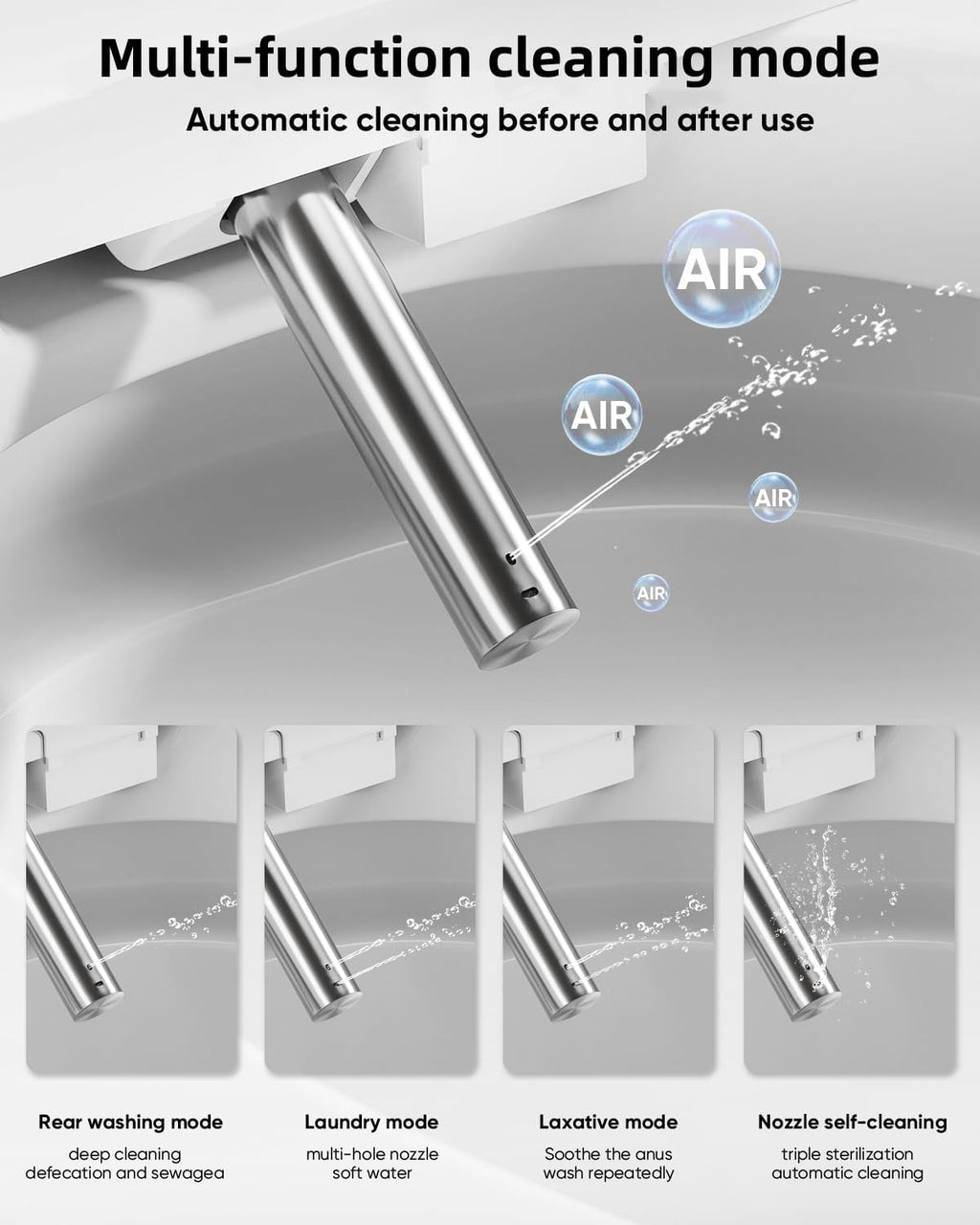 Smart Toilet with Warm Water Sprayer and Dryer, One Piece Bidet Toilet with Auto Dual Flush Foot Sensor Operation,Heated Seat Smart with Built In Fahrenheit LED Display