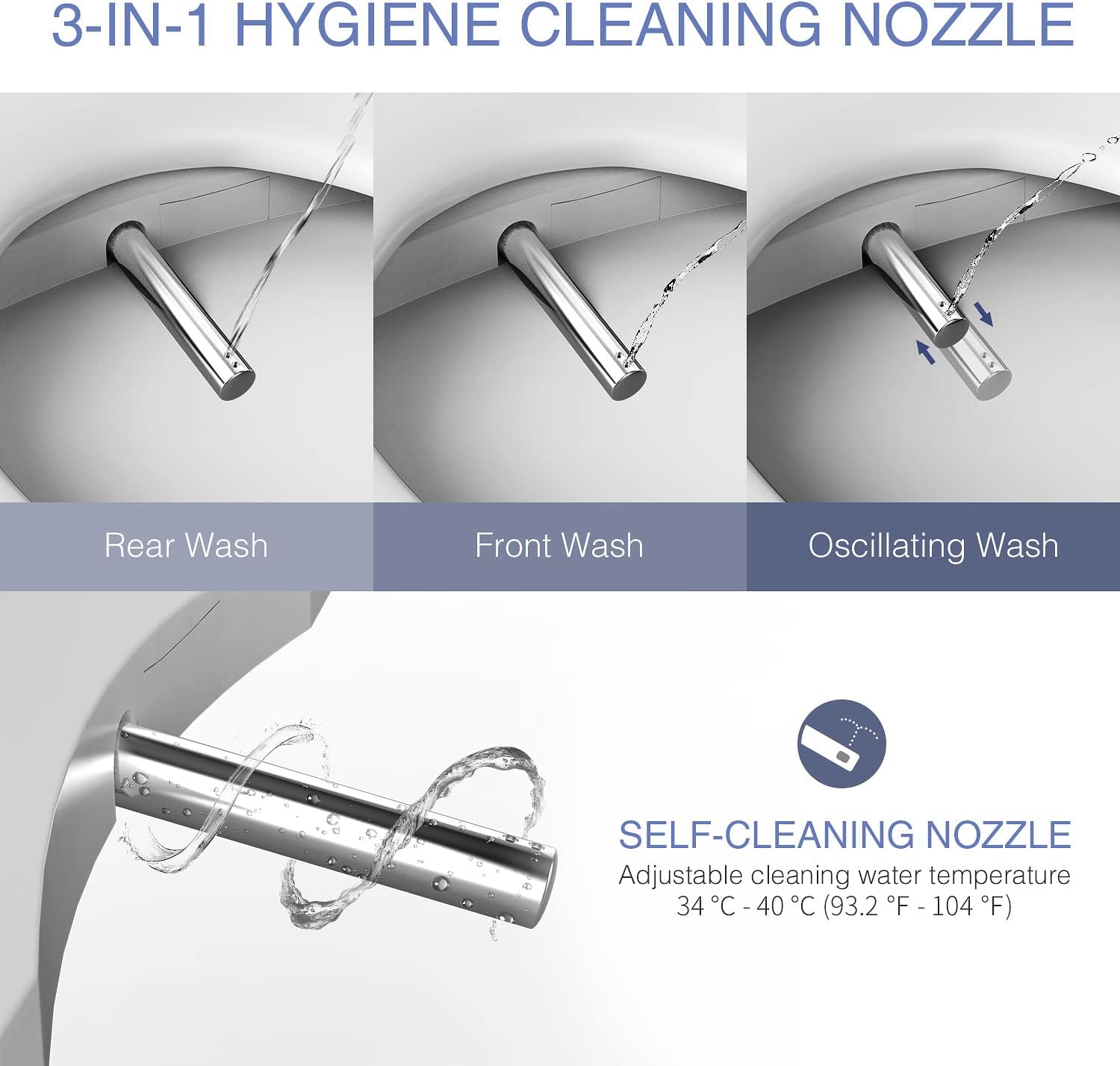 Elongated Electric Bidet Toilet Seat,Anti-Yellowing Material,Heated Seat with Warm Air Dryer & Instant Warm Water,Self-Cleaning Nozzle, Adjustable Pressure&Temp,Soft Close Lid,Wireless Remote
