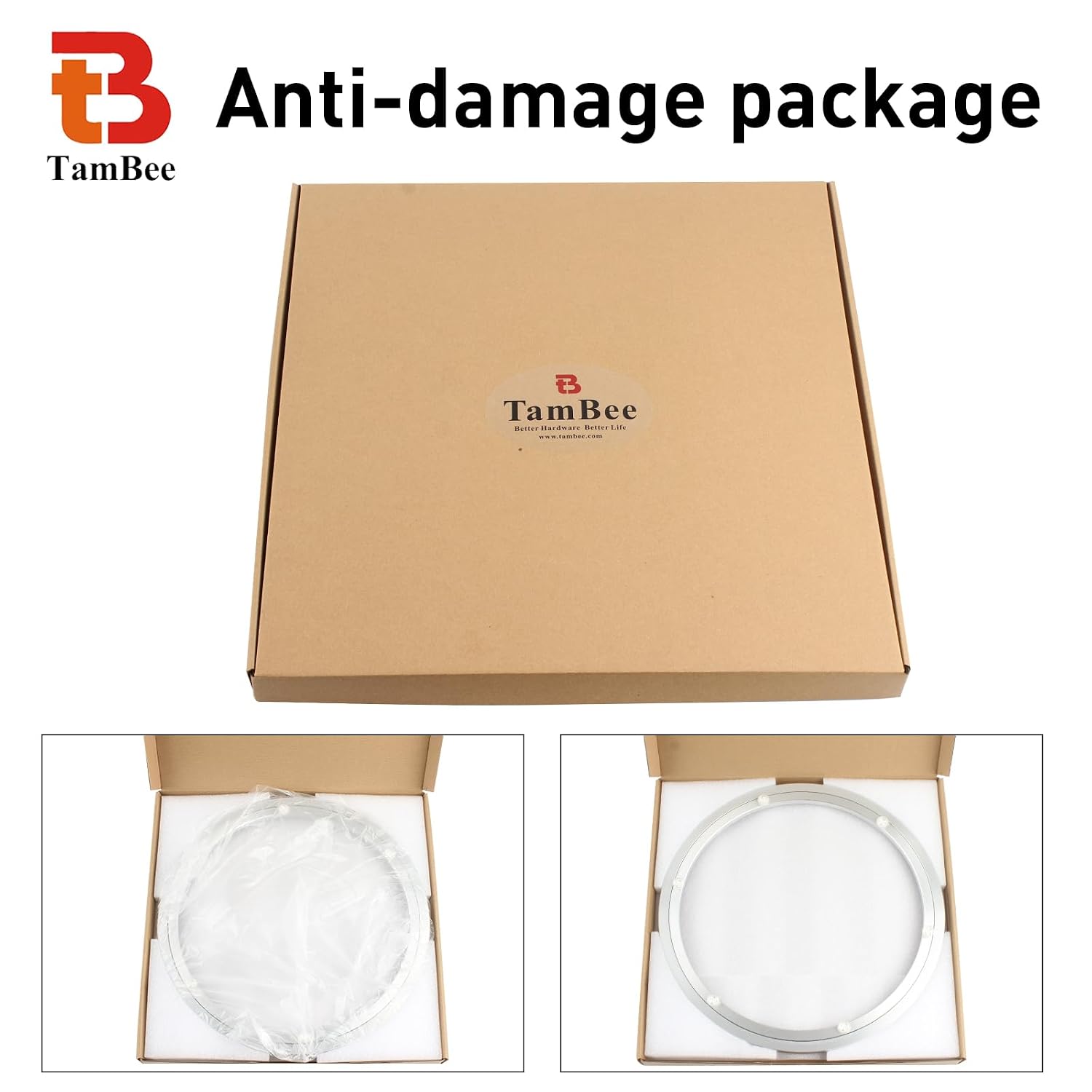 TamBee 24 Inch Lazy Susan Hardware Turntable Bearing 380 lbs Load Capacity Heavy Duty Lazy Susan Parts Kit Rotating Ring Mechanism for Dining Tables, DIY Projects(Base Only)