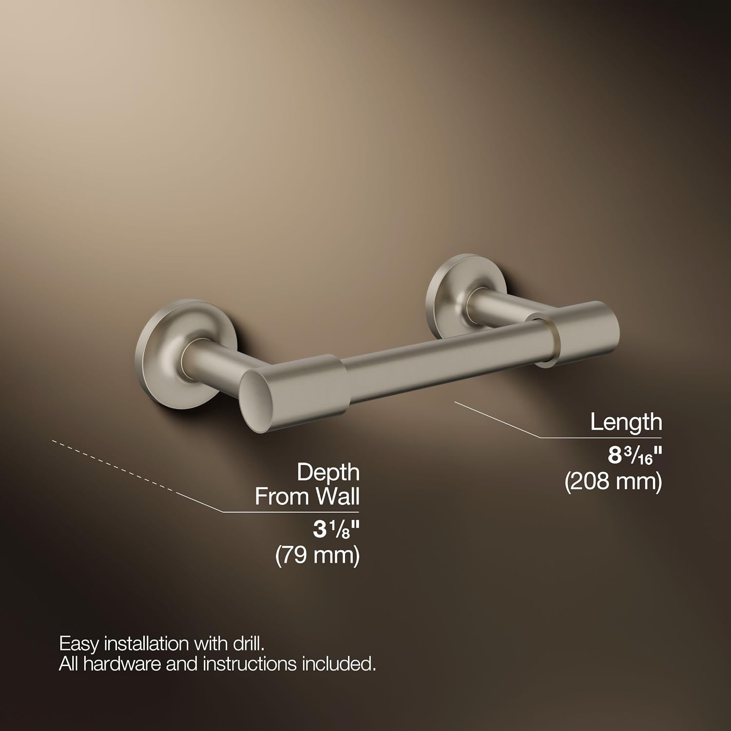 KOHLER 14377-BN Purist® Toilet Paper Holder, Vibrant Brushed Nickel