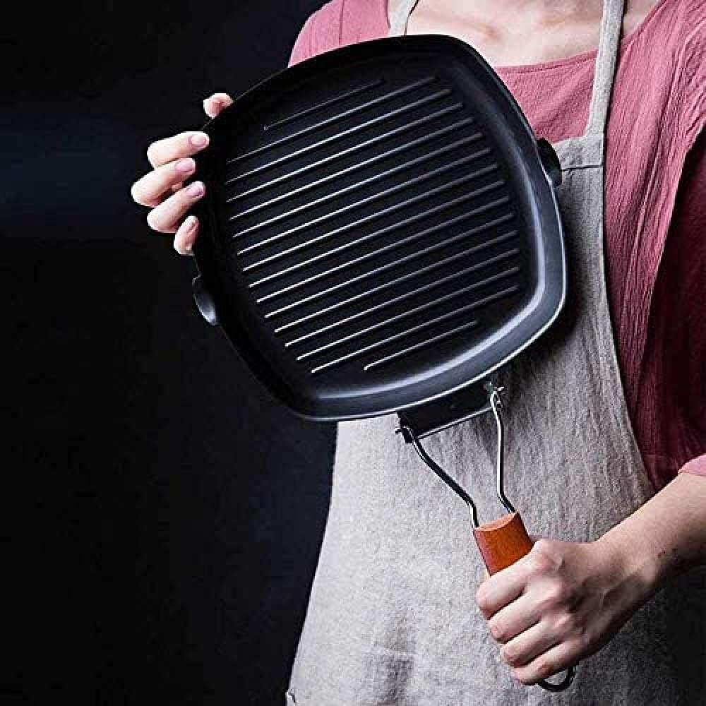 Frying Pan,Folding Square Pan Non-Stick Meat Skillet BBQ Folding Griddle Frying Kitchen Supplies Easy Clean Skillet Griddle for Picnic Camping Wok(20cm)