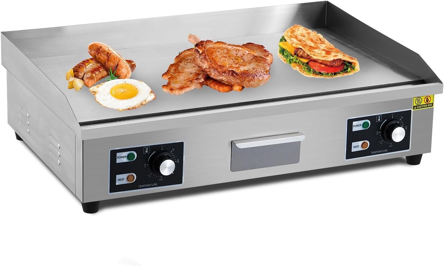 29'X19'x9' Oversized Electric Griddle Pan - Dual-Control Stainless Steel Flat Top Grill, Large Countertop Food Cooktop for Catering, Home Parties & Weddings (Silver)