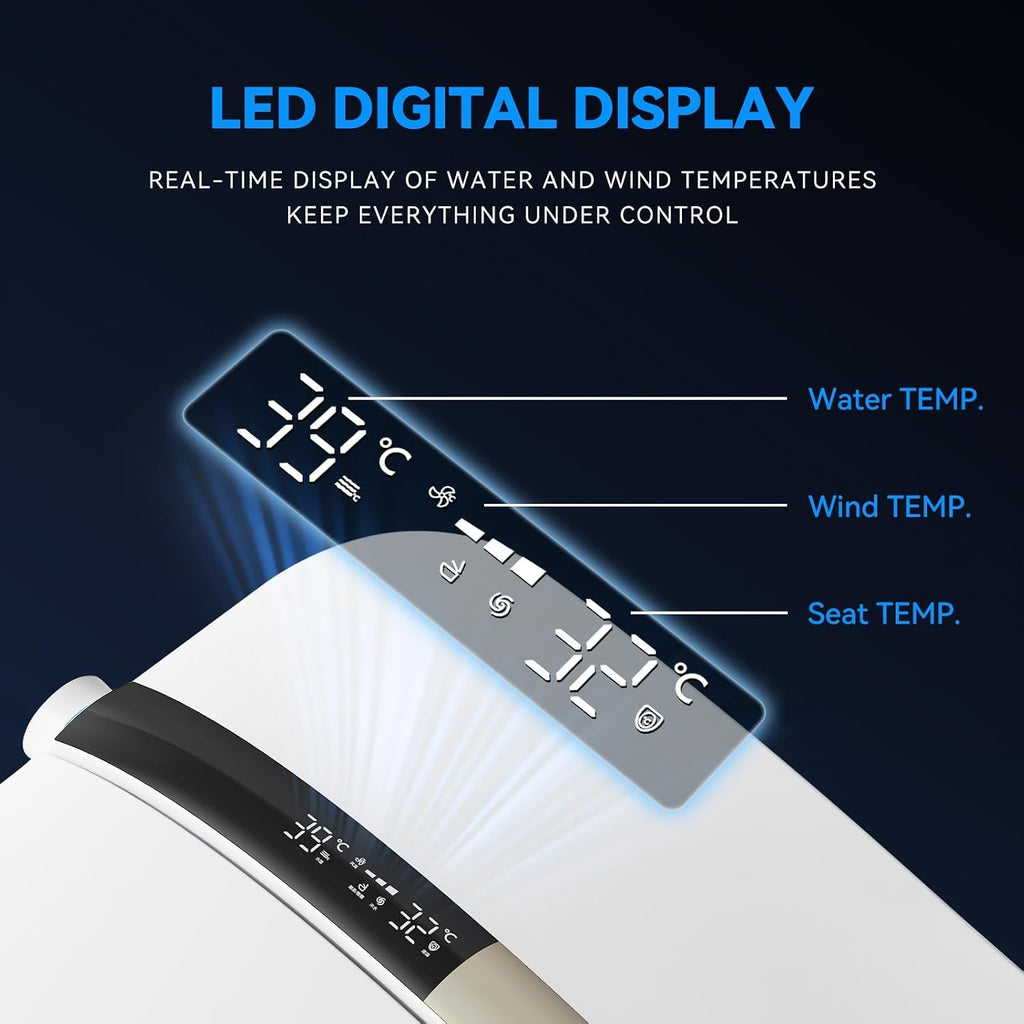 Smart Toilet with Bidet Built In, Heated Seat, Auto Open/Close & Dual Auto Flush, Tankless Elongated Bidet Toilet with Warm Water Wash, Air Dryer, Foot Sensor, LED Display & Backup Flush