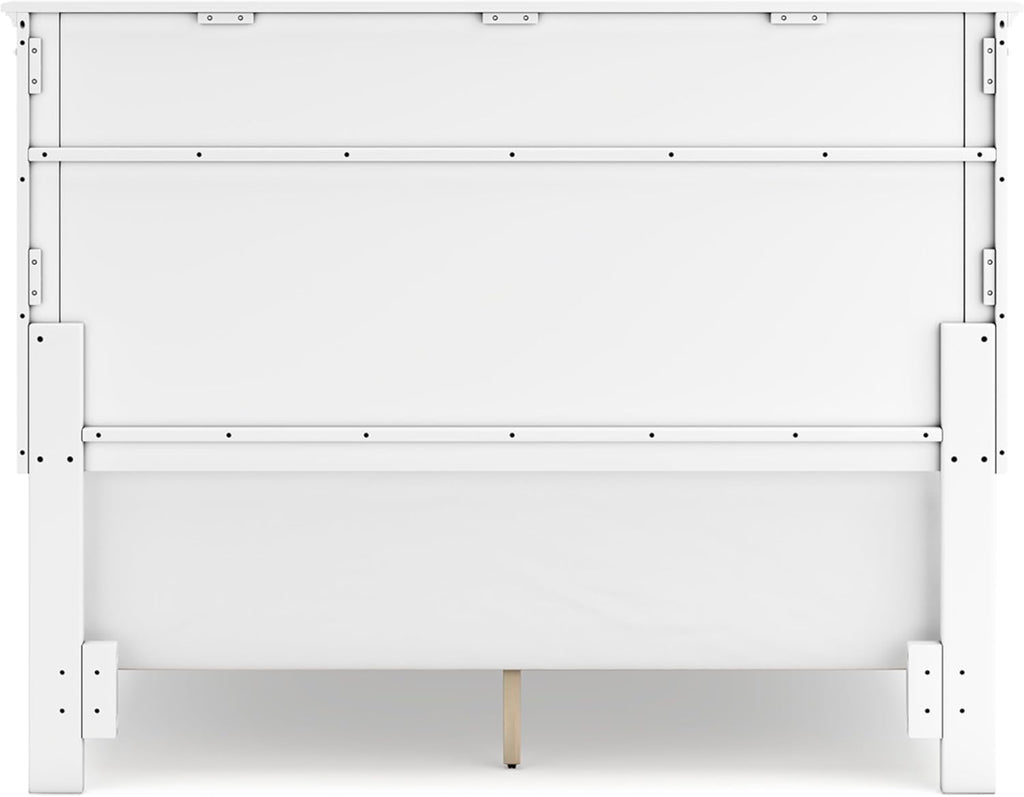 Signature Design by Ashley Fortman Transitional Queen Panel Bed with Tapered Feet, Foundation or Box Spring Needed, White