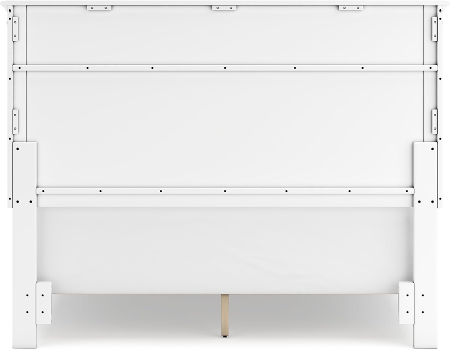 Signature Design by Ashley Fortman Transitional Queen Panel Bed with Tapered Feet, Foundation or Box Spring Needed, White