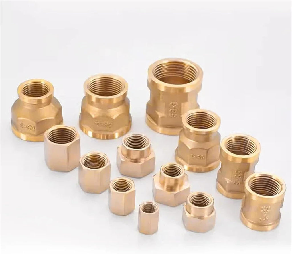 10/50Pcs Female Thread Brass Pipe Fittings Hex Nut Rod Connector 1/8 1/4 3/8 1/2 3/4 Inch Coupling For Water Fuel Gas(01-02,50 pcs)