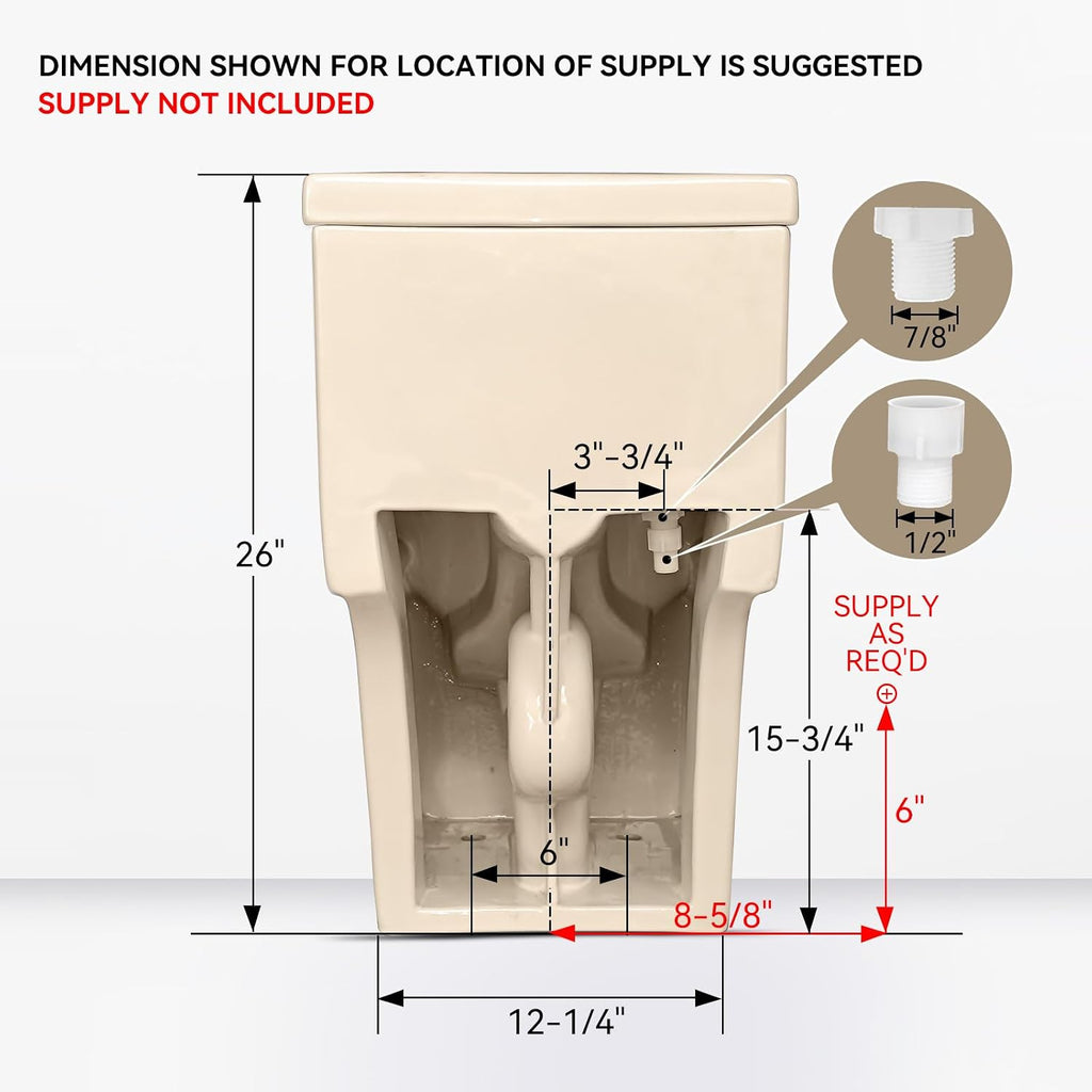 HOROW T0338WBC Elongated One Piece Toilet Bisque, ADA Toilet 17.3' with Comfortable Chair Height Seat, Modern Toilet for Bathroom, Dual Flush 0.8/1.28 GPF, 12' Rough-in Toilet Bowl Bisque