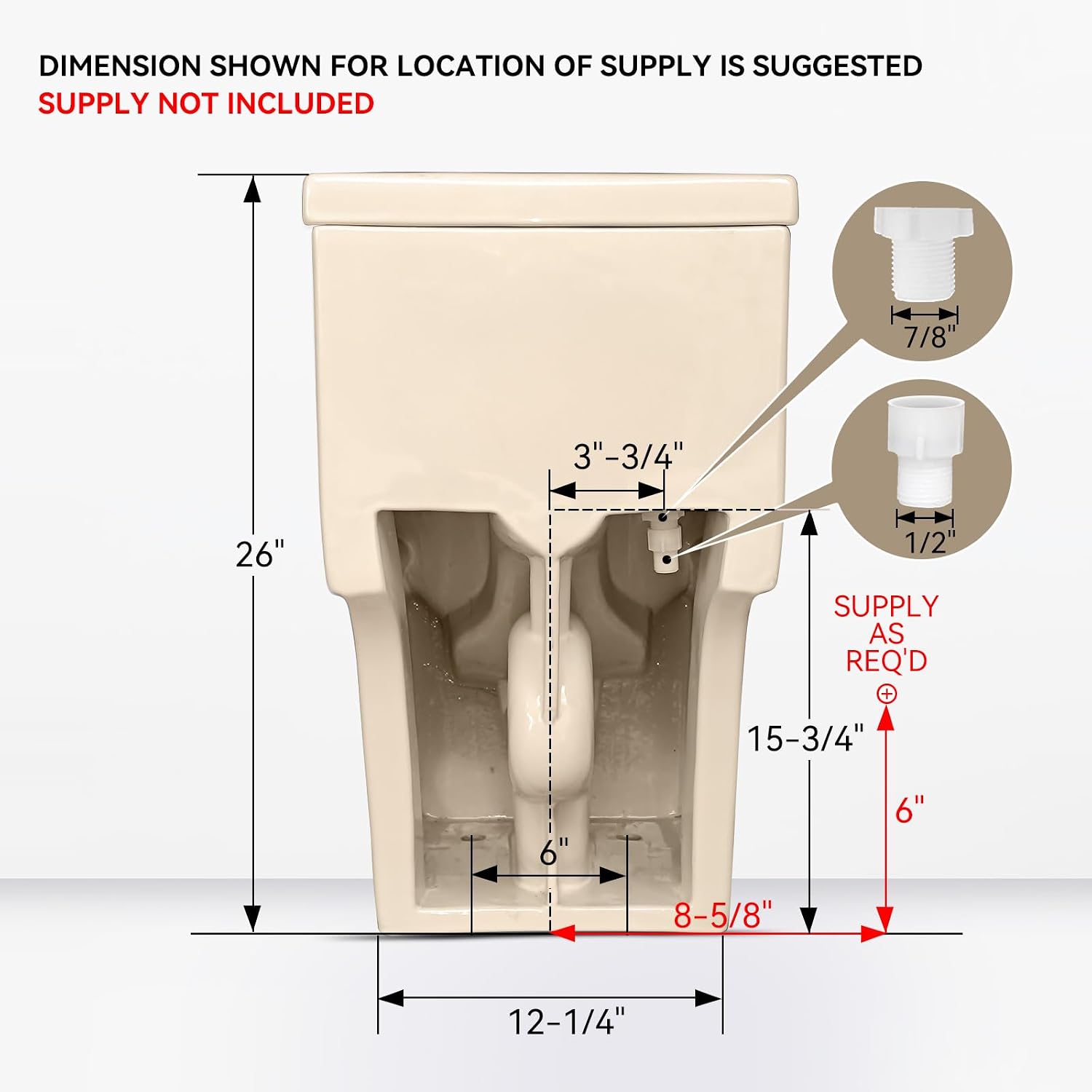 HOROW T0338WBC Elongated One Piece Toilet Bisque, ADA Toilet 17.3' with Comfortable Chair Height Seat, Modern Toilet for Bathroom, Dual Flush 0.8/1.28 GPF, 12' Rough-in Toilet Bowl Bisque
