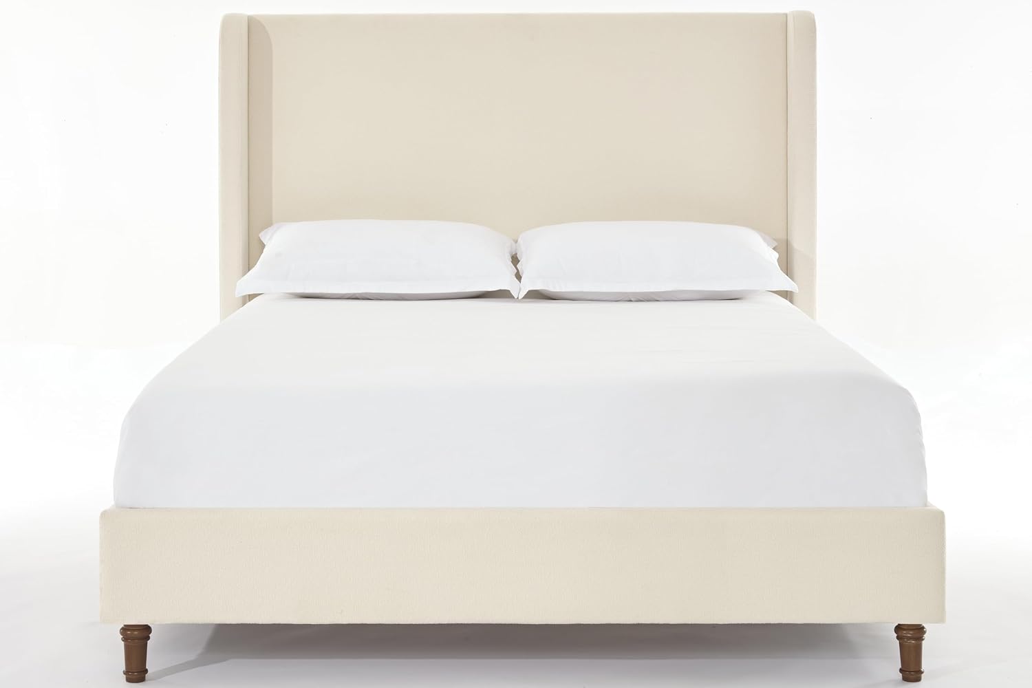 Queen Size Bed Frame With Headboard,54' Headboard Boucle Upholstered Platform Bed,Bedroom Furniture Sets No Springs Required,Metal Bed Frame With Wooden Slats for Strong Support,No Noise Free,Ivory
