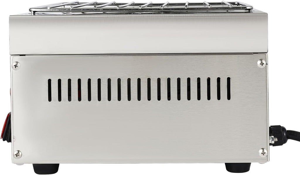 Electric Grill,Barbecue Smokeless Indoor Grill,110V 1.5KW Commercial Electric Countertop Griddles Stainless Steel Adjustable Temperature Control 32-446 ° F for Home or Restaurant Use,Silver